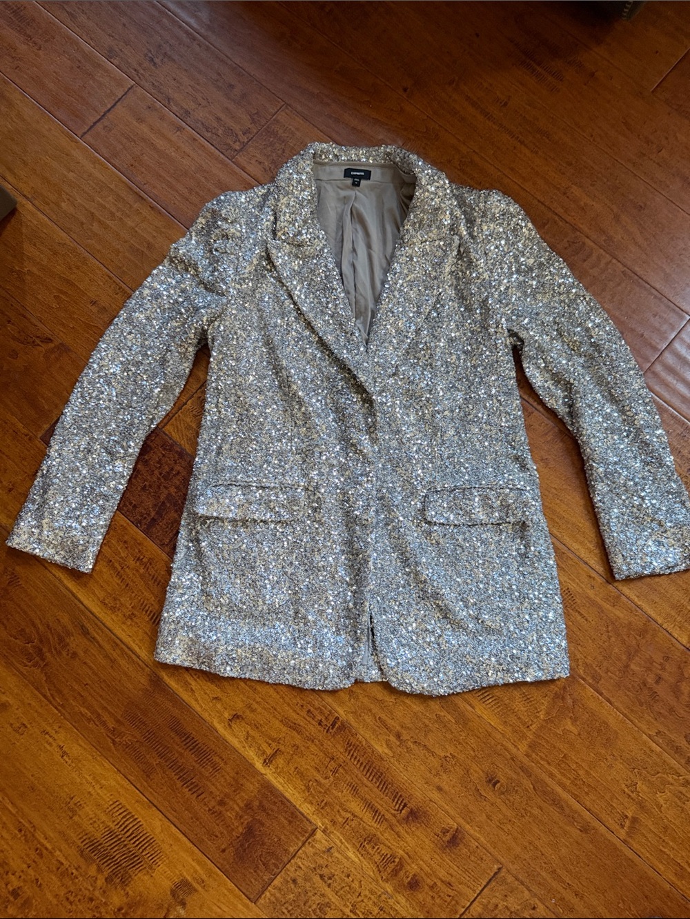 Express Silver Sequin Blazer Jacket size M
